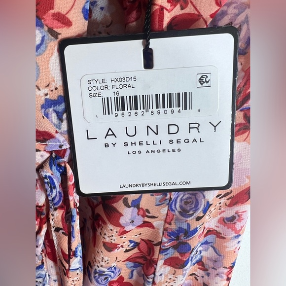 NWT Laundry By:Shelli Segal Women's Asymmetric Floral Ruffle Midi-Dress Size:16 - Picture 8 of 16